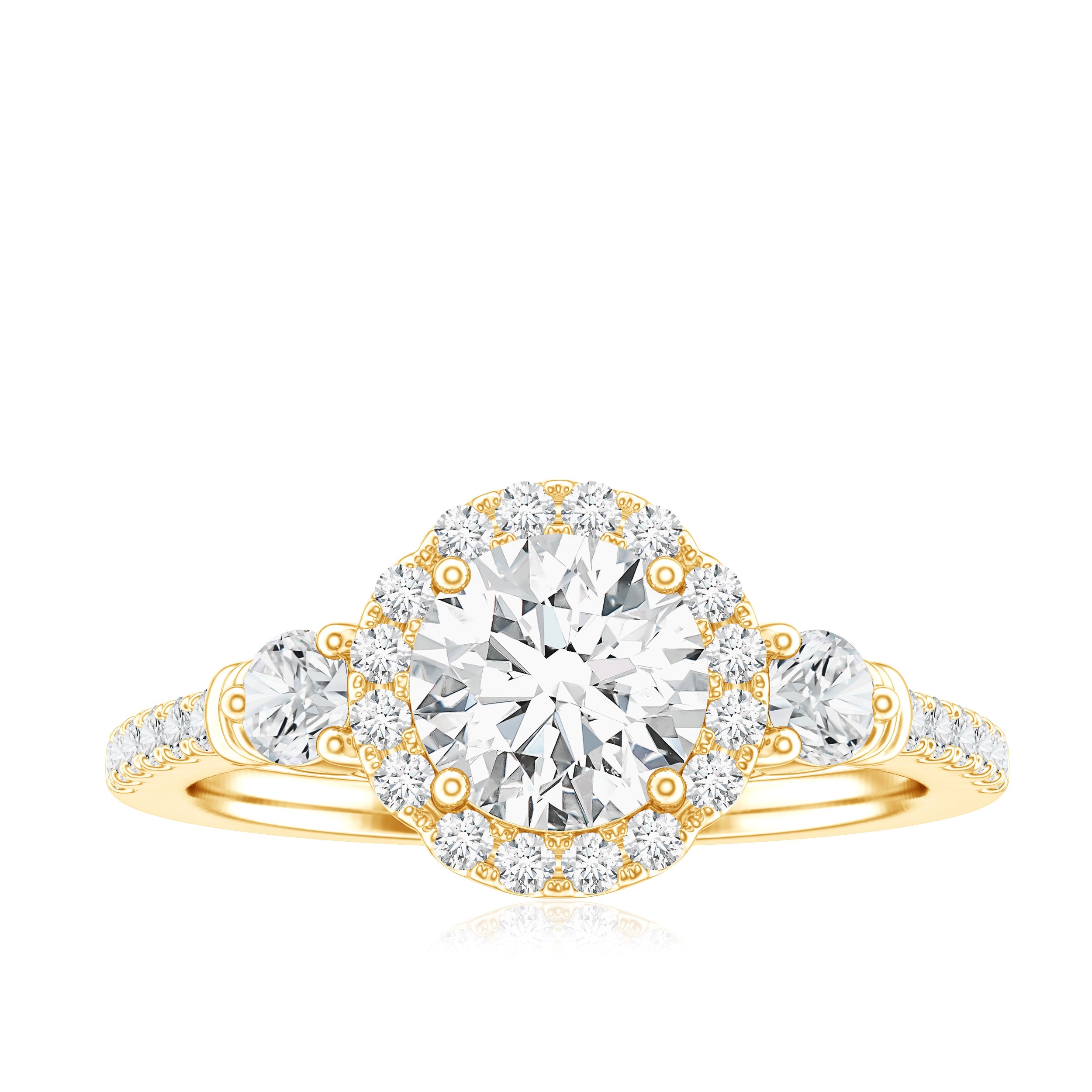 Rosec Jewels-Moissanite Halo Engagement Ring for Her with Certificate