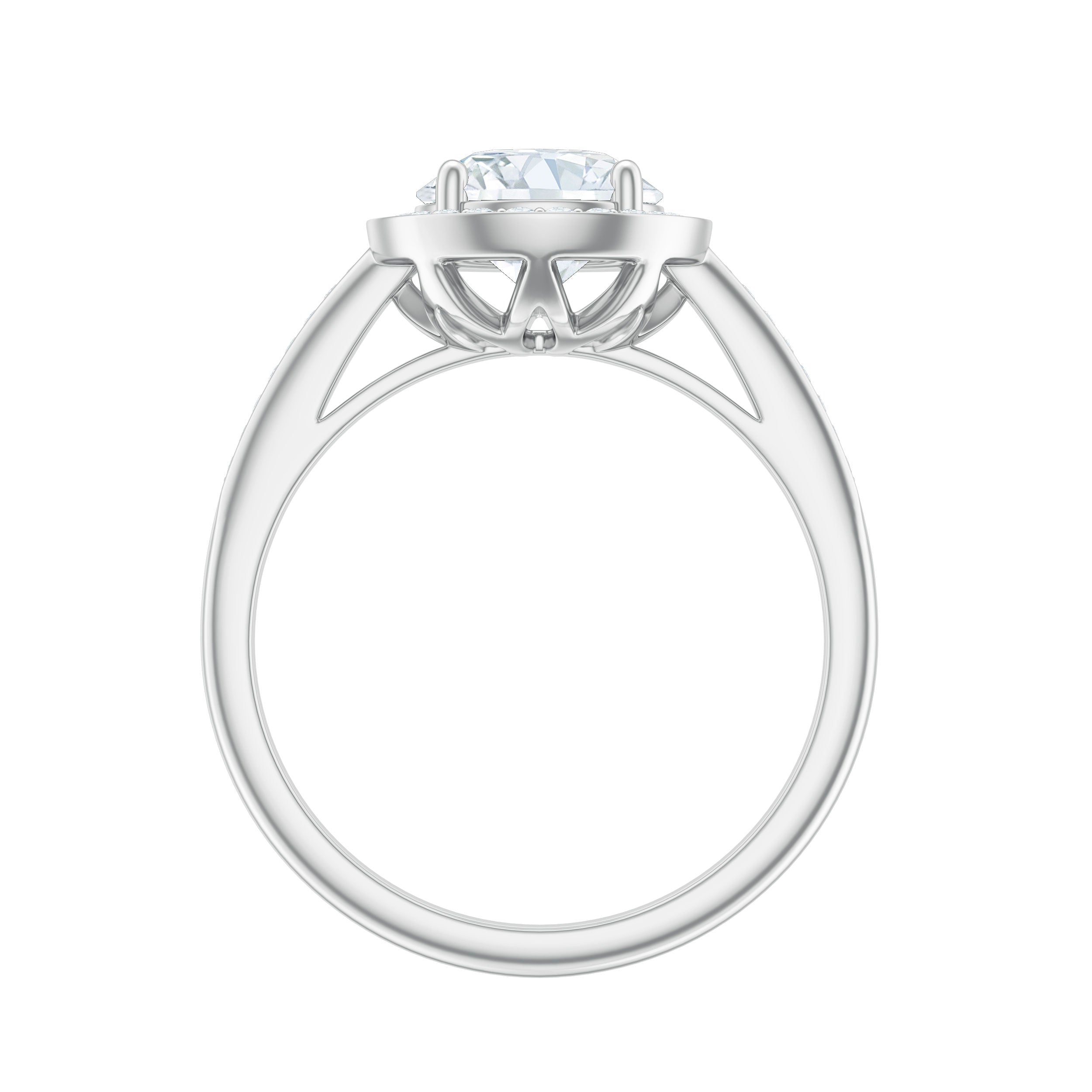 Round Moissanite Halo Engagement Ring with Certificate D-VS1 - Rosec Jewels
