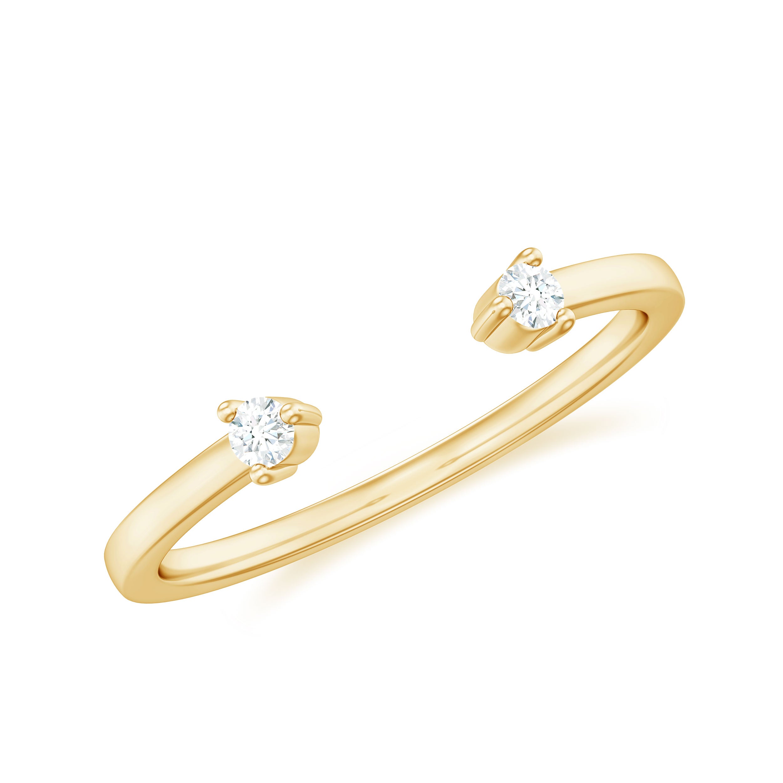 Dainty Diamond Two Stone Open Cuff Ring for Women Natural - ( HI-SI ) - Rosec Jewels