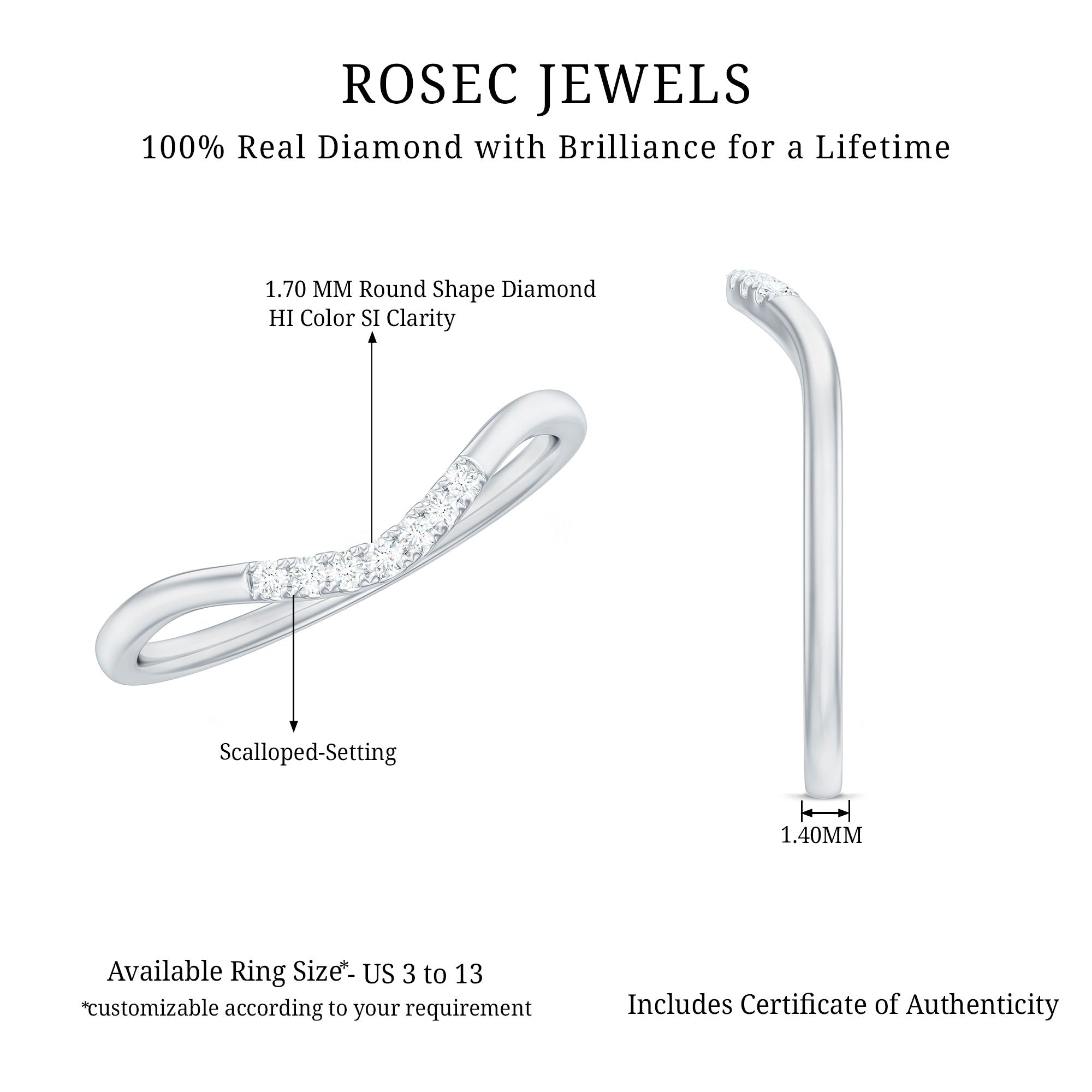 Rosec Jewels-Natural Diamond Curved Enhancer Ring for Women
