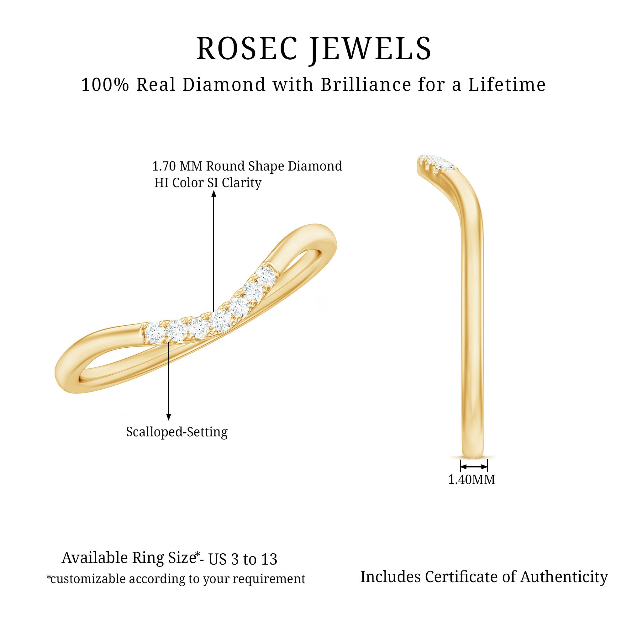 Rosec Jewels-Natural Diamond Curved Enhancer Ring for Women