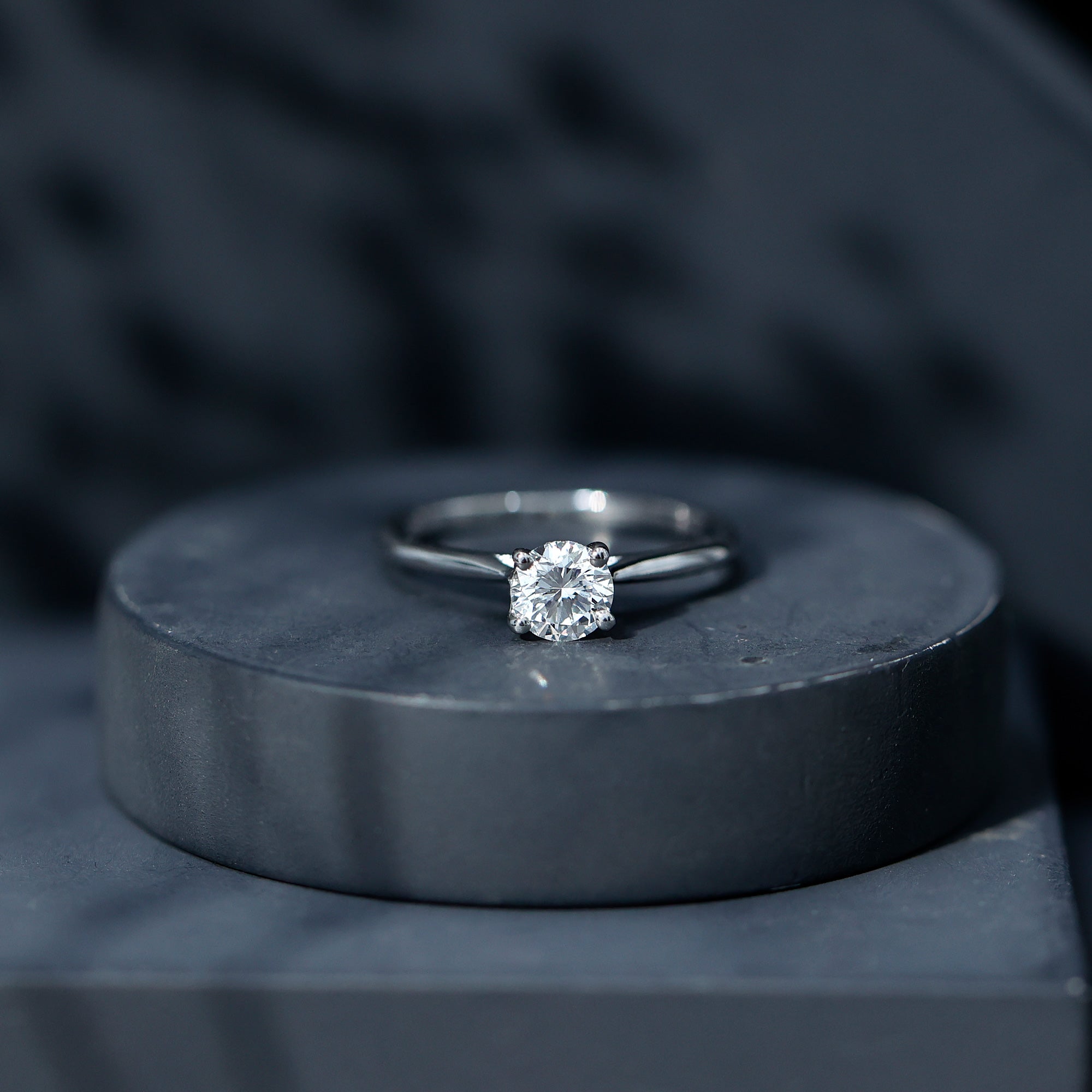 Rosec Jewels-Solitaire Round Cut Moissanite Engagement Ring for Her