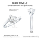 Certified Moissanite Solitaire Engagement Ring in Bypass Shank D-VS1 - Rosec Jewels