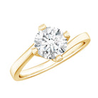 Certified Moissanite Solitaire Engagement Ring in Bypass Shank D-VS1 - Rosec Jewels