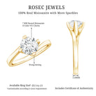 Certified Moissanite Solitaire Engagement Ring in Bypass Shank D-VS1 - Rosec Jewels