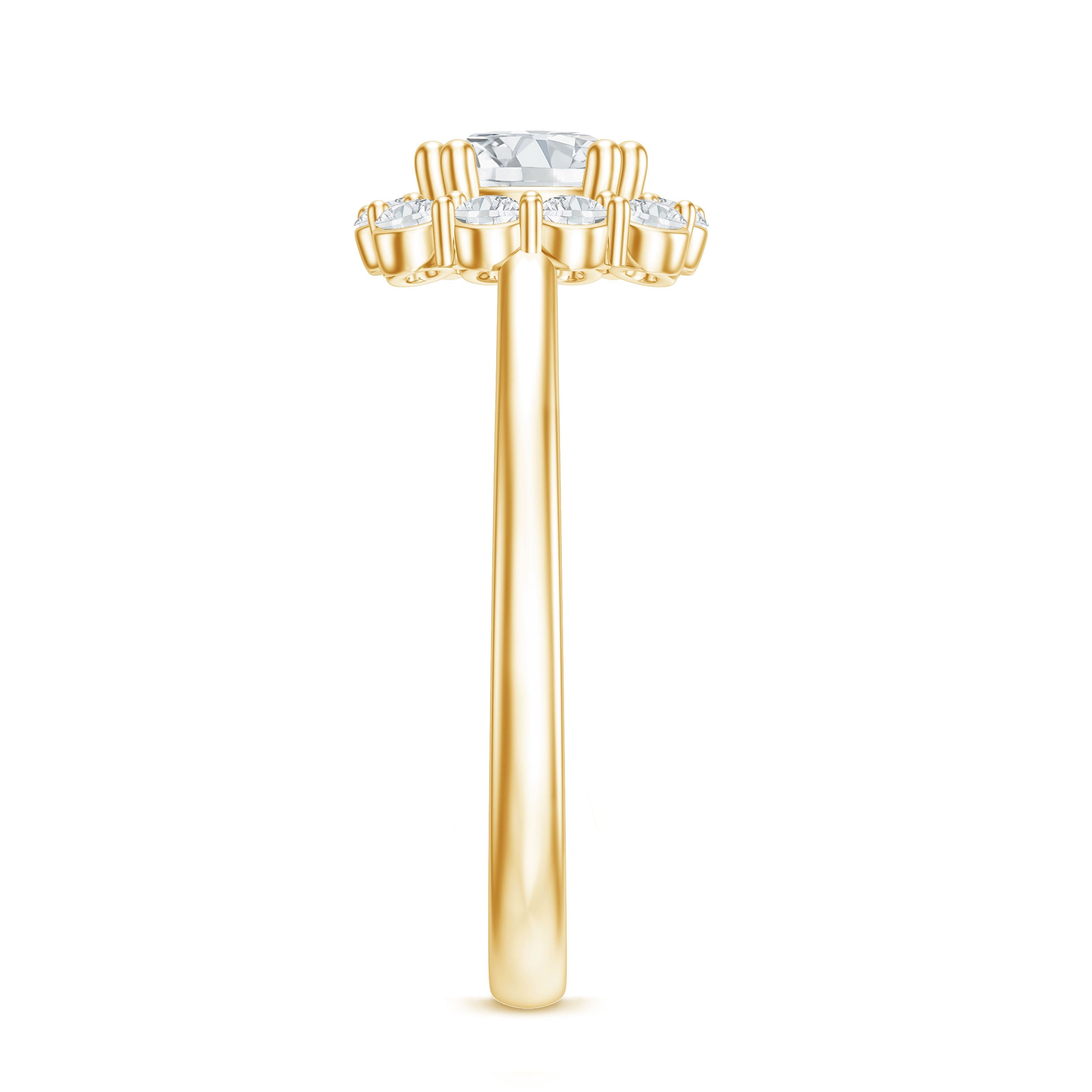 Classic Moissanite Halo Engagement Ring in Double Prong Setting D-VS1 - Rosec Jewels
