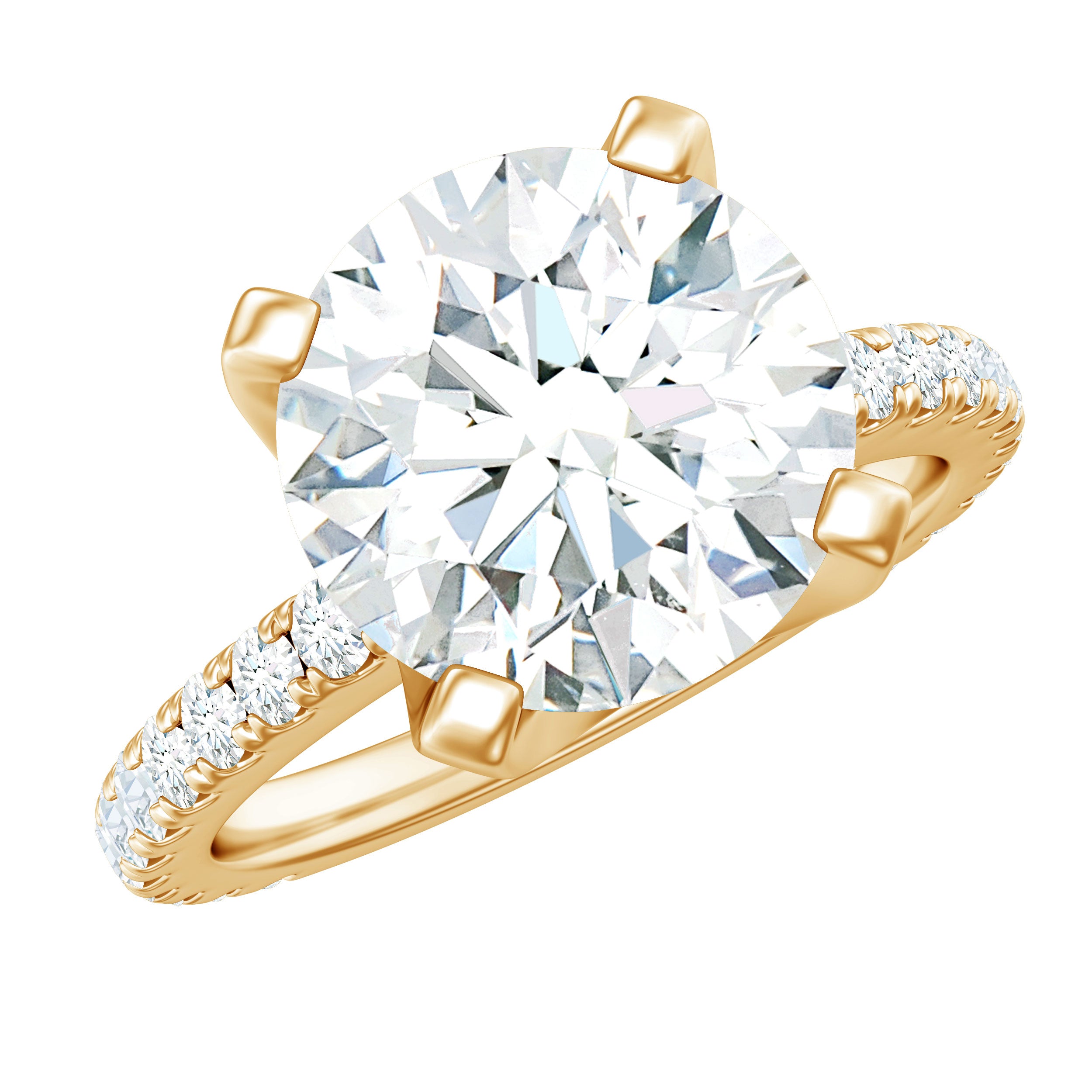 Round 10 MM Moissanite Solitaire Engagement Ring with Side Stones D-VS1 - Rosec Jewels