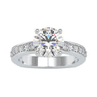 2.50 CT Solitaire Zircon Engagement Ring with Side Stones AAAA - Rosec Jewels