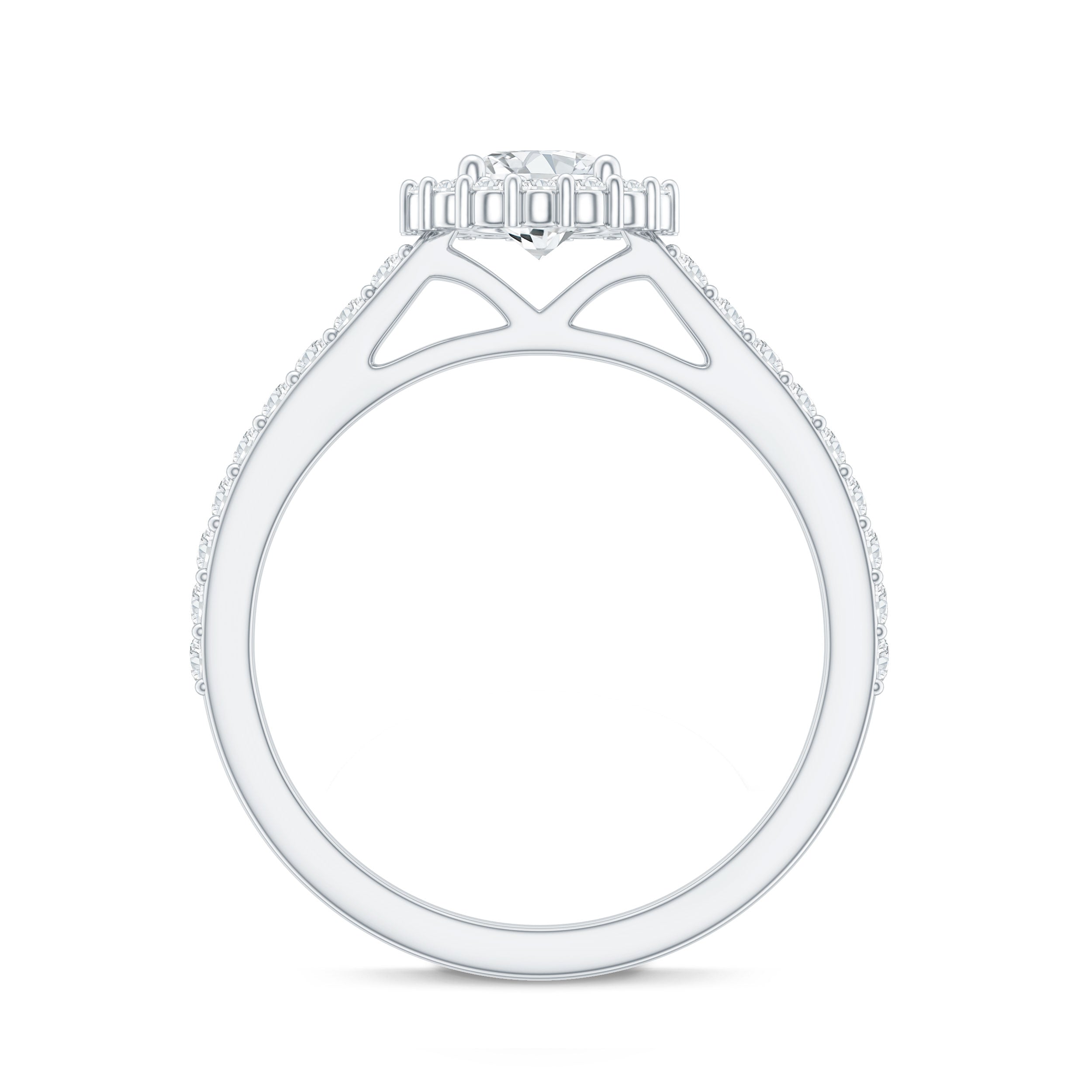 Classic Moissanite Halo Engagement Ring D-VS1 - Rosec Jewels
