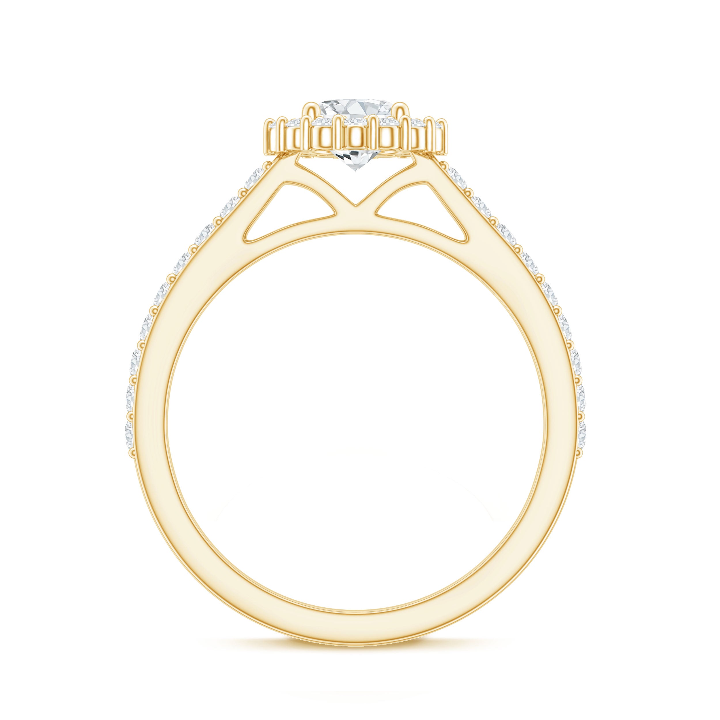 Classic Moissanite Halo Engagement Ring D-VS1 - Rosec Jewels