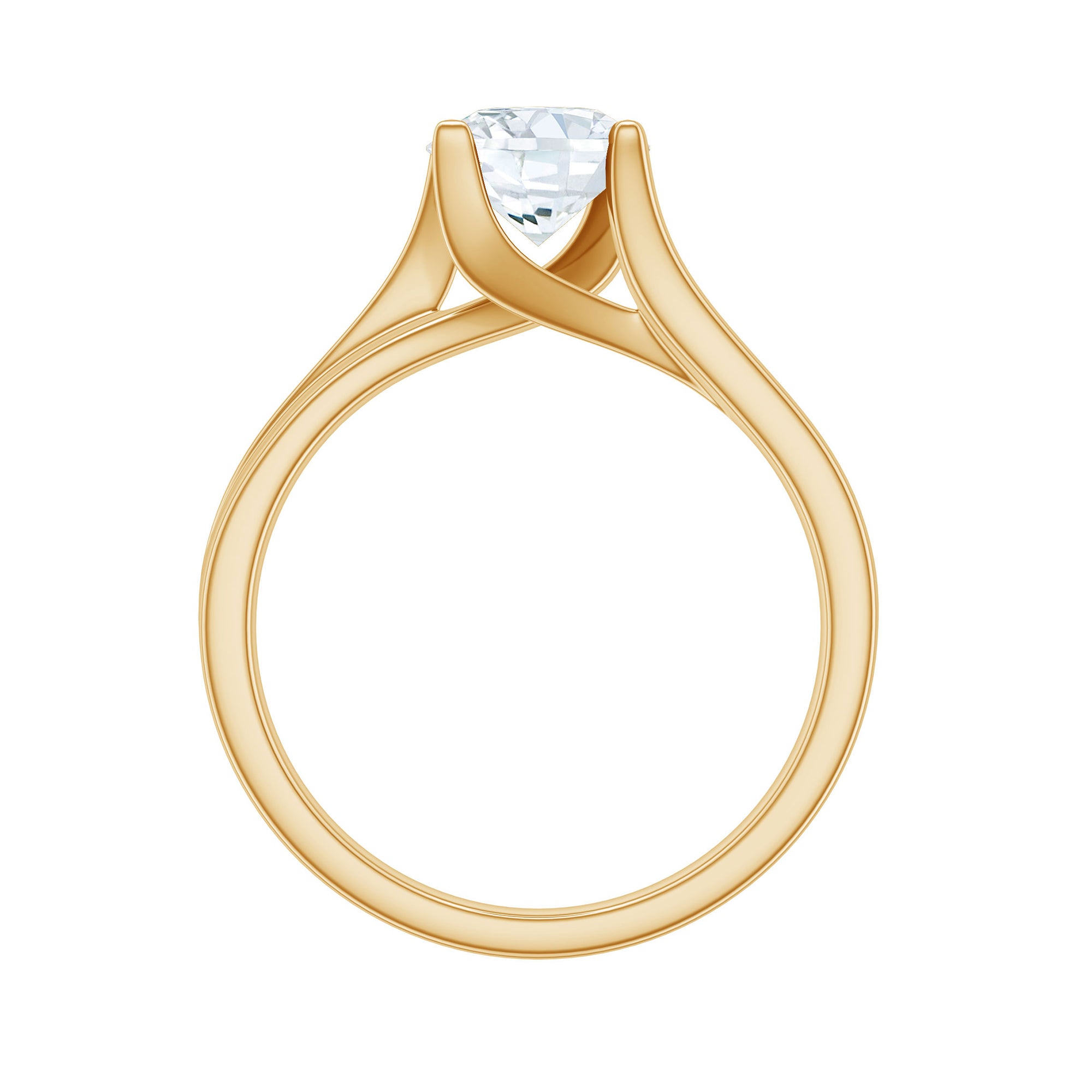 7 MM Round Moissanite Solitaire Engagement Ring in Reverie Setting D-VS1 - Rosec Jewels