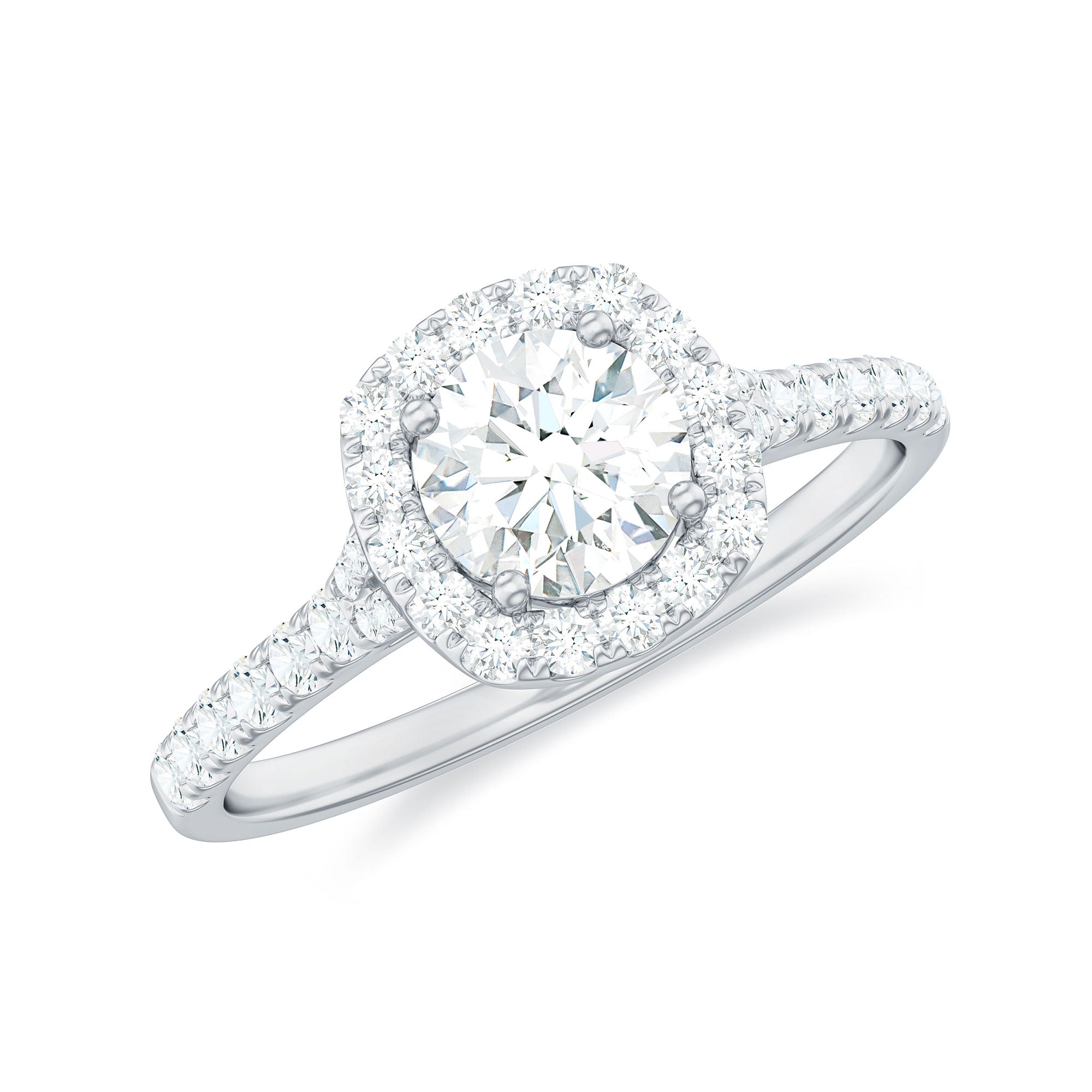 Cubic Zirconia Halo Engagement Ring with Certificate AAAA - Rosec Jewels
