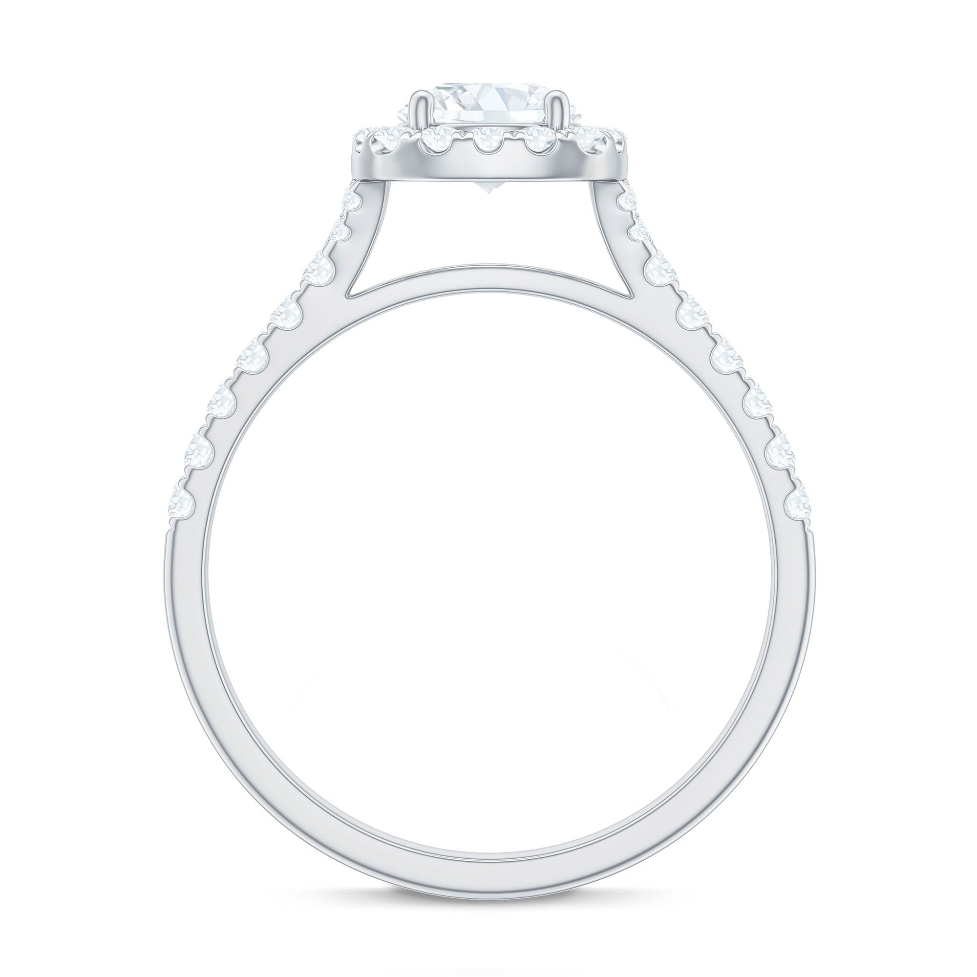 1.50 CT Designer Floating Halo Zircon Engagement Ring in Gold Zircon - ( AAAA ) - Quality - Rosec Jewels