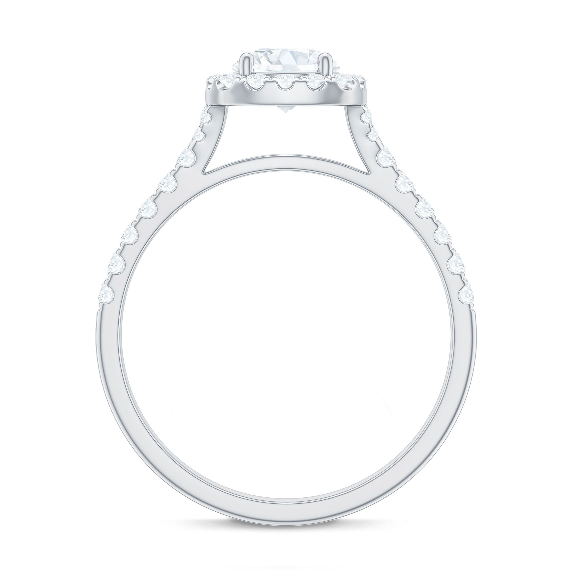 Cubic Zirconia Halo Engagement Ring with Certificate AAAA - Rosec Jewels