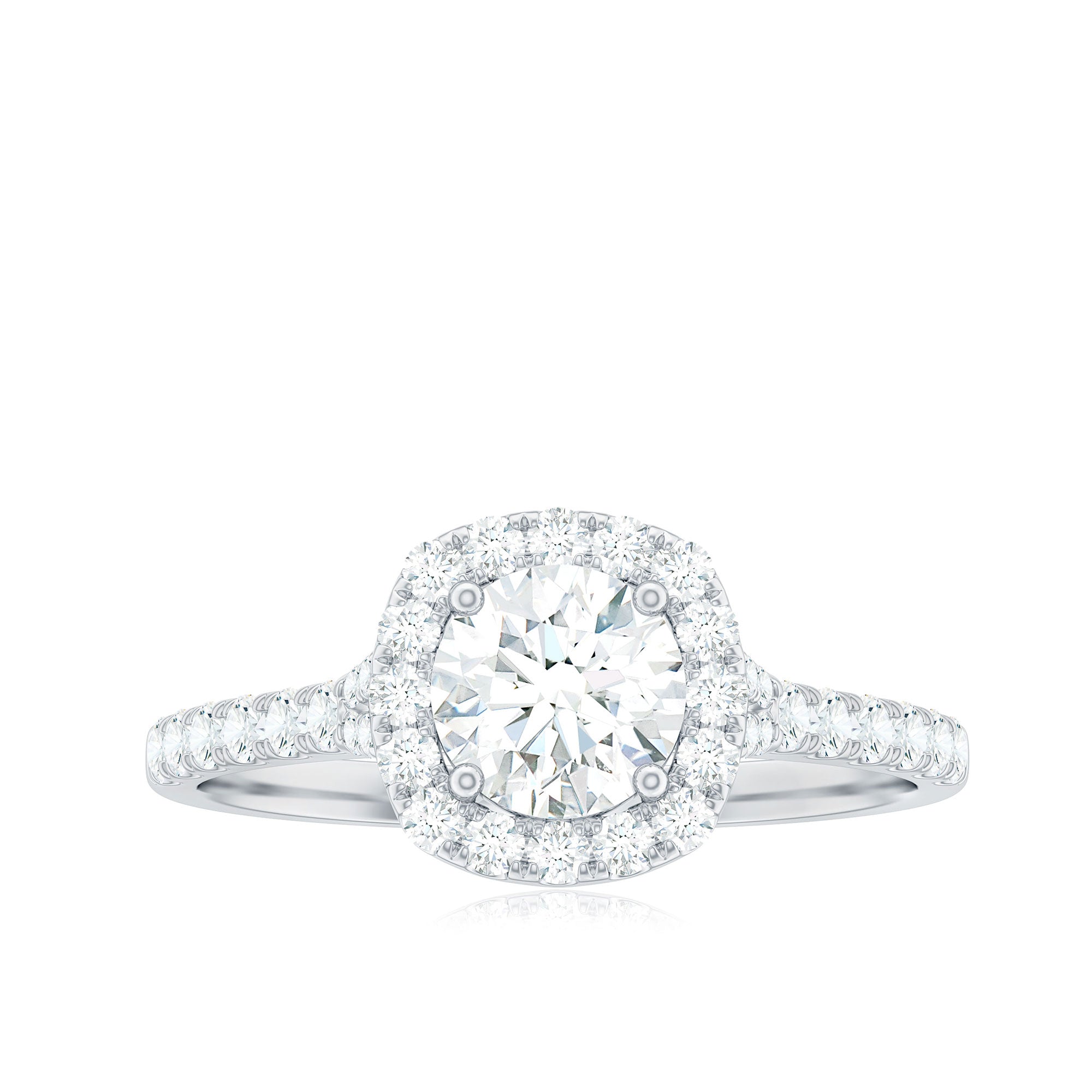 Cubic Zirconia Halo Engagement Ring with Certificate AAAA - Rosec Jewels