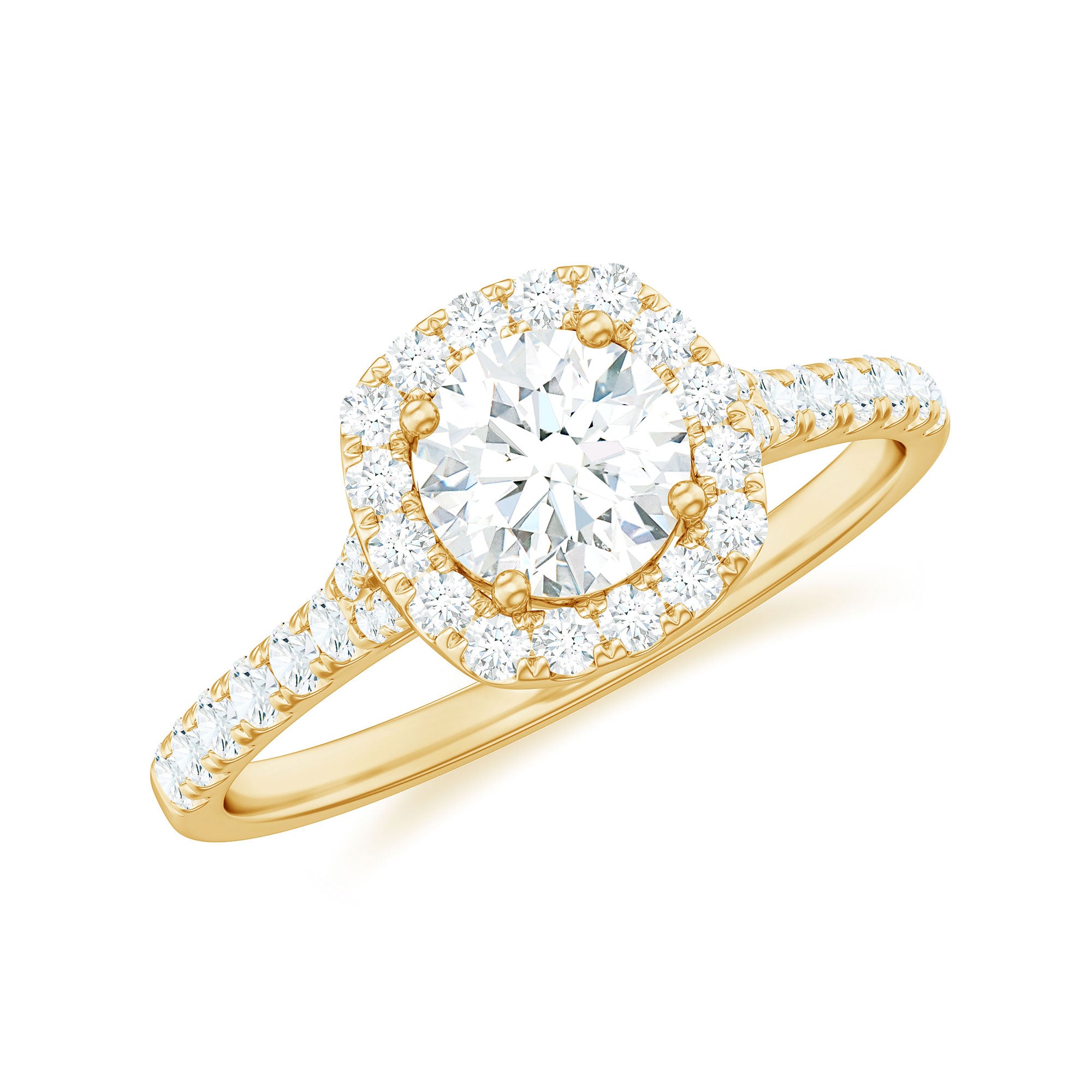 Cubic Zirconia Halo Engagement Ring with Certificate AAAA - Rosec Jewels