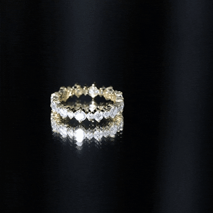 Rosec Jewels-Round Certified Moissanite Stackable Eternity Ring For Women