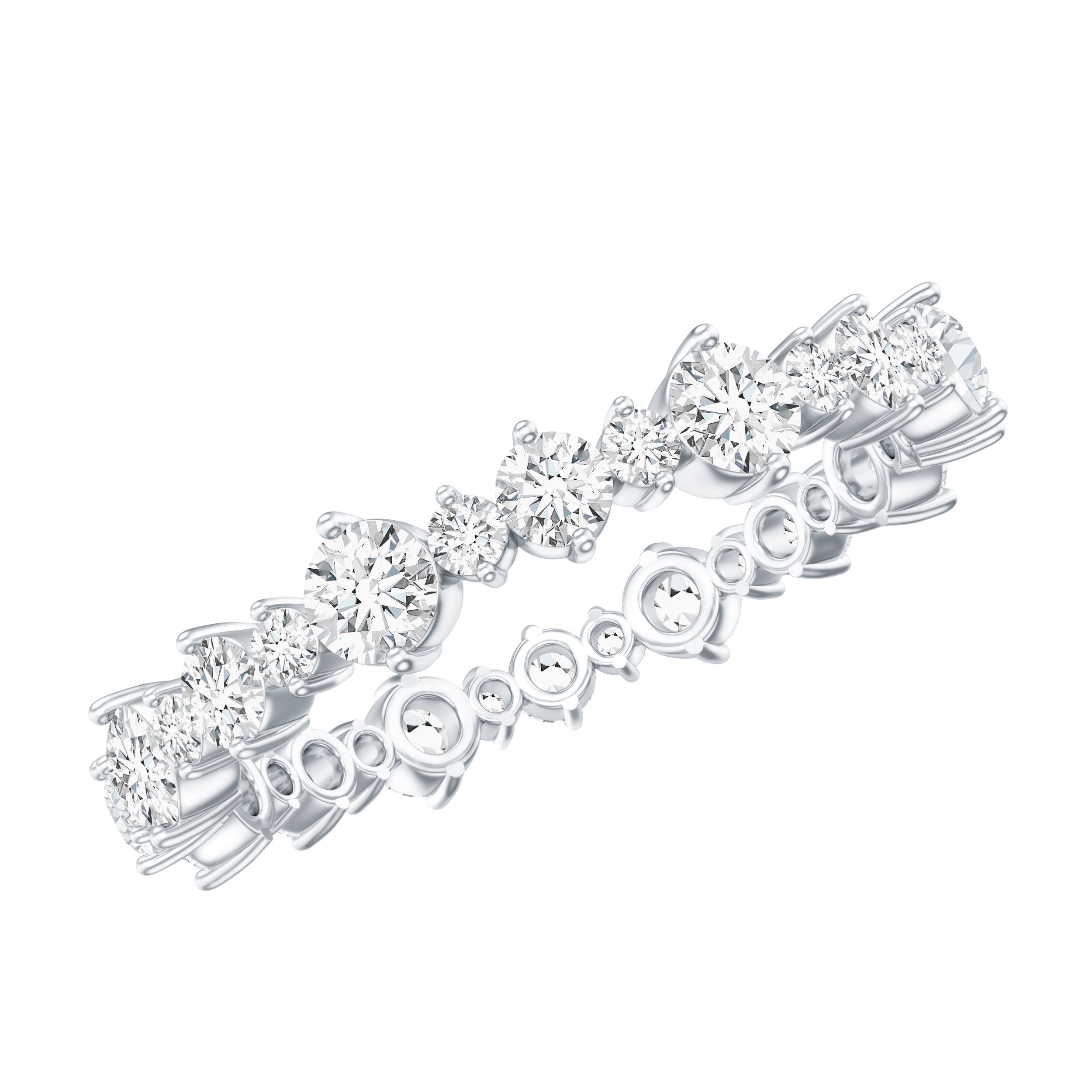 Rosec Jewels-Round Certified Moissanite Stackable Eternity Ring For Women