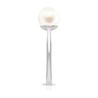 7.4 Carat Freshwater White Pearl Solitaire Engagement Ring AAA - Rosec Jewels
