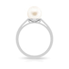 7.4 Carat Freshwater White Pearl Solitaire Engagement Ring AAA - Rosec Jewels