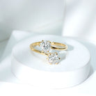 7 MM Round Certified Moissanite Toi et Moi Engagement Ring D-VS1 - Rosec Jewels