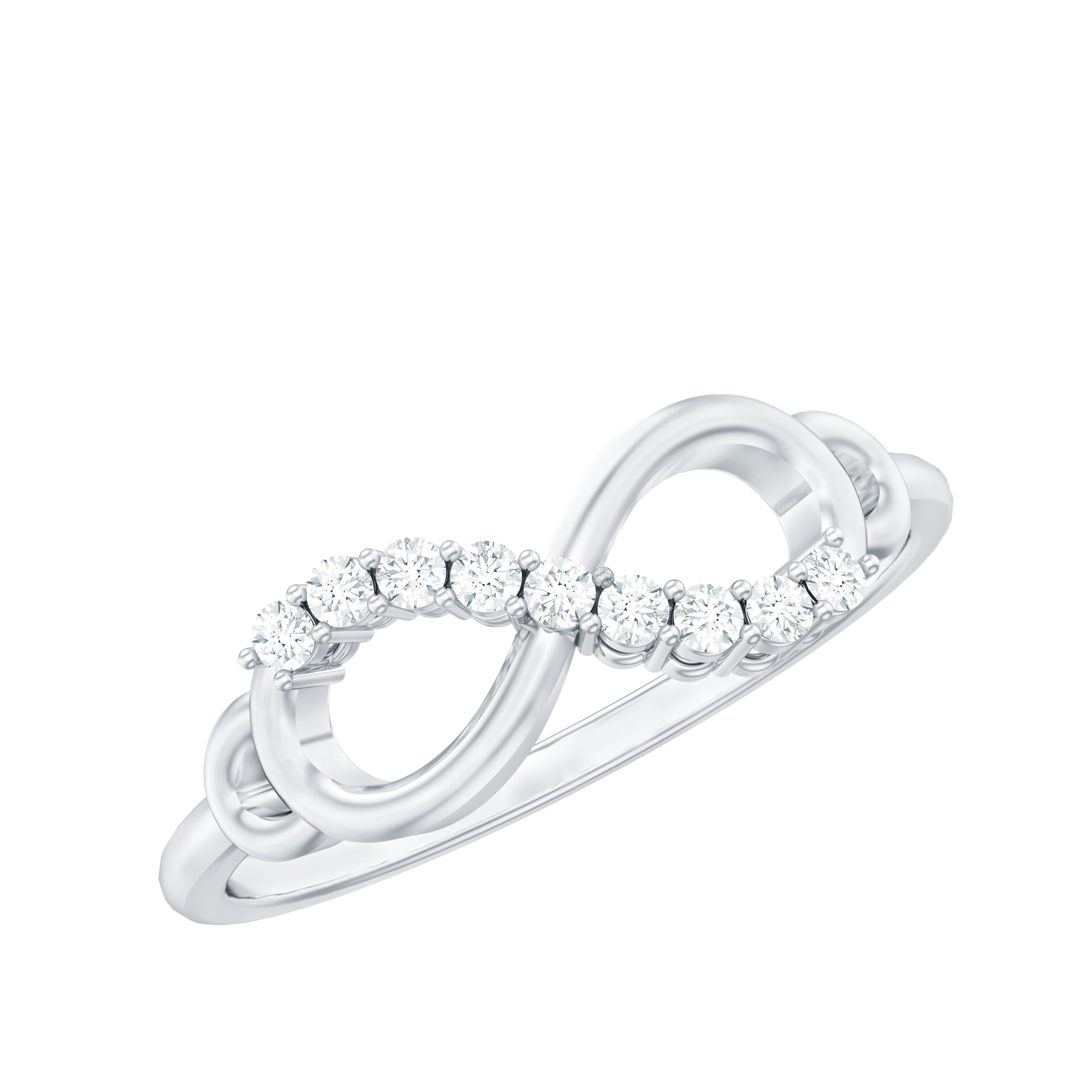 Certified Prong Set Diamond Infinity Promise Ring Natural - ( HI-SI ) - Rosec Jewels