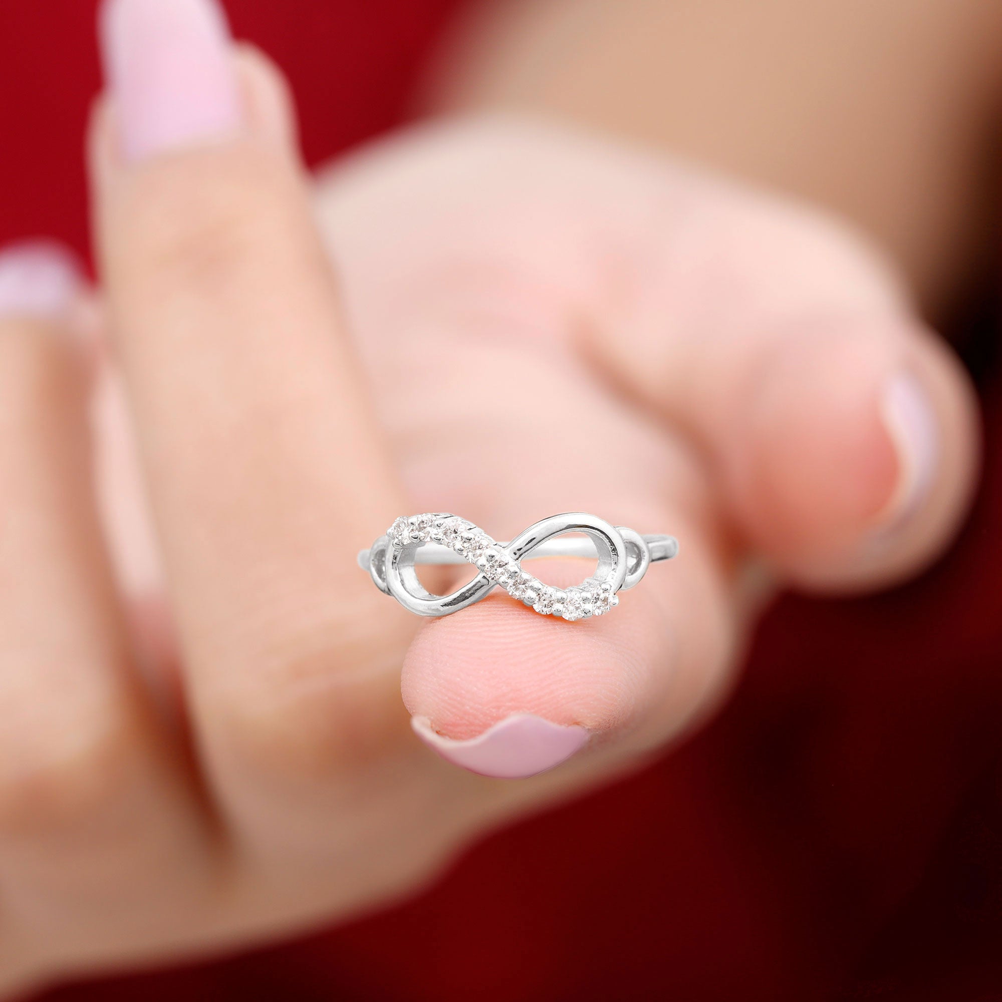 Certified Prong Set Diamond Infinity Promise Ring Natural - ( HI-SI ) - Rosec Jewels