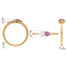Pink Tourmaline and Moissanite Cluster Promise Ring AAA - Rosec Jewels
