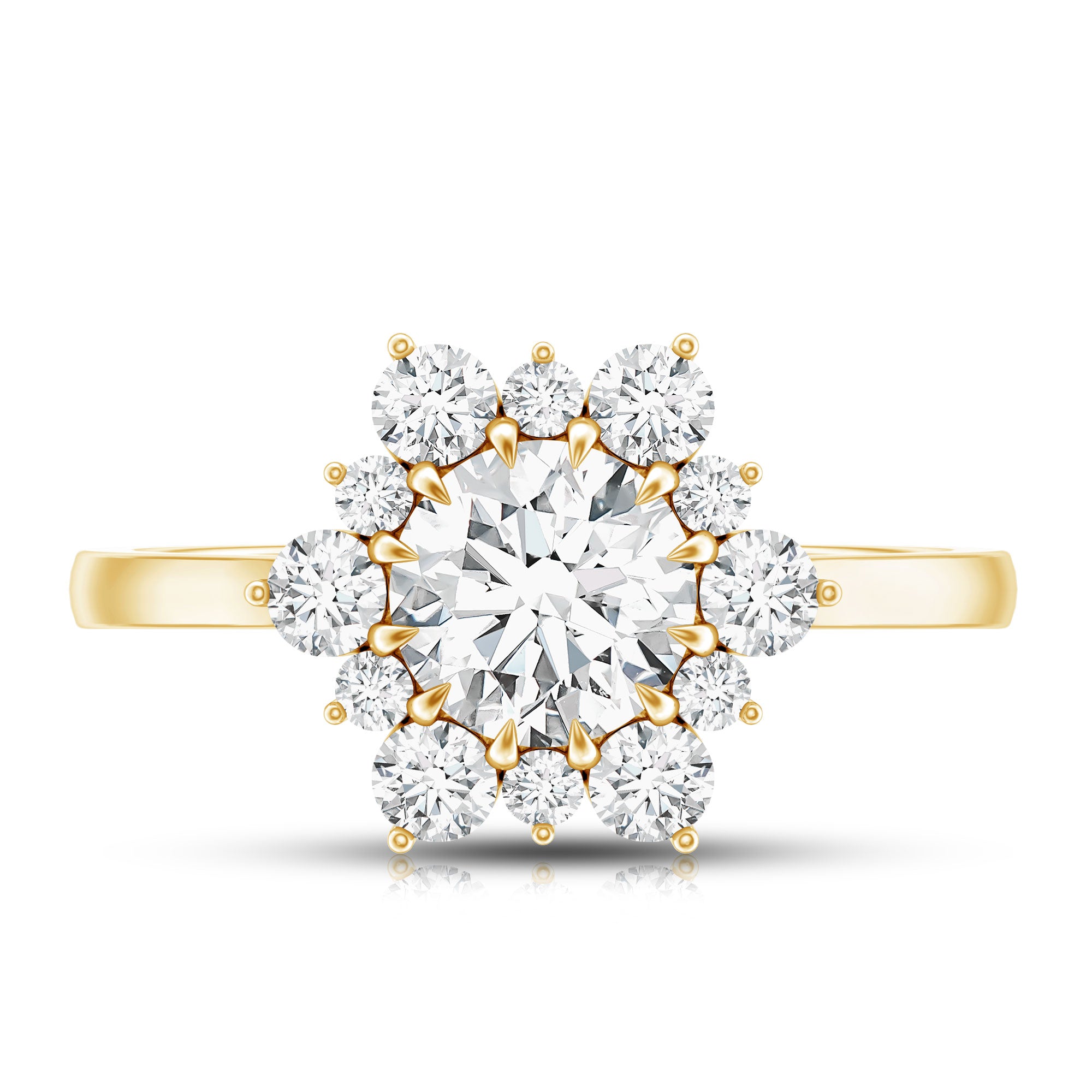 Claw Set Moissanite Halo Engagement Ring with Certificate D-VS1 - Rosec Jewels