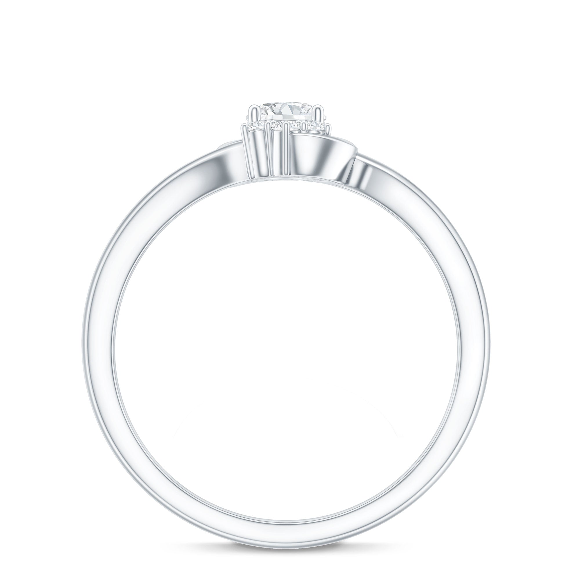 Certified Real Diamond Promise Ring with Bypass Shank Natural - ( HI-SI ) - Rosec Jewels