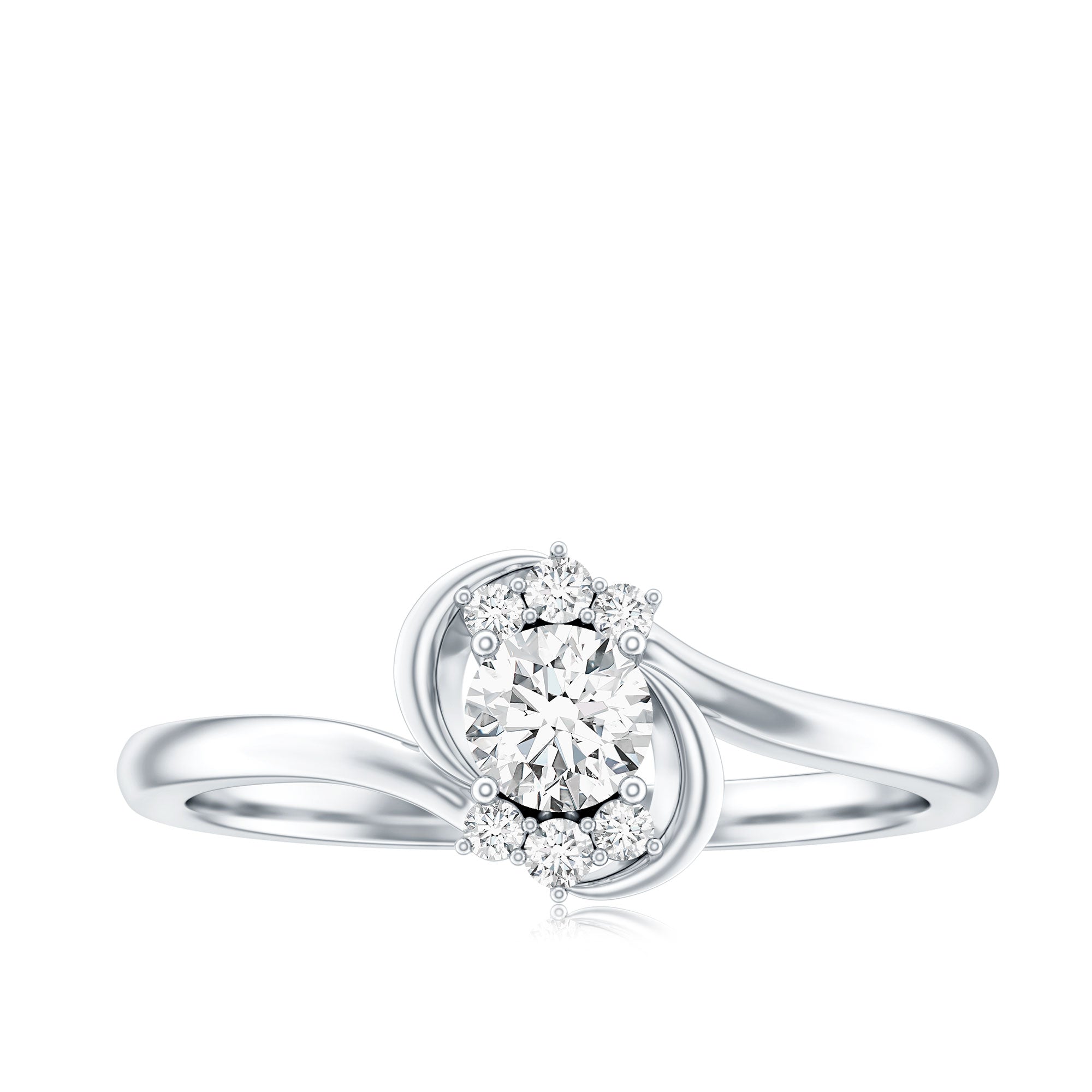 Certified Real Diamond Promise Ring with Bypass Shank Natural - ( HI-SI ) - Rosec Jewels