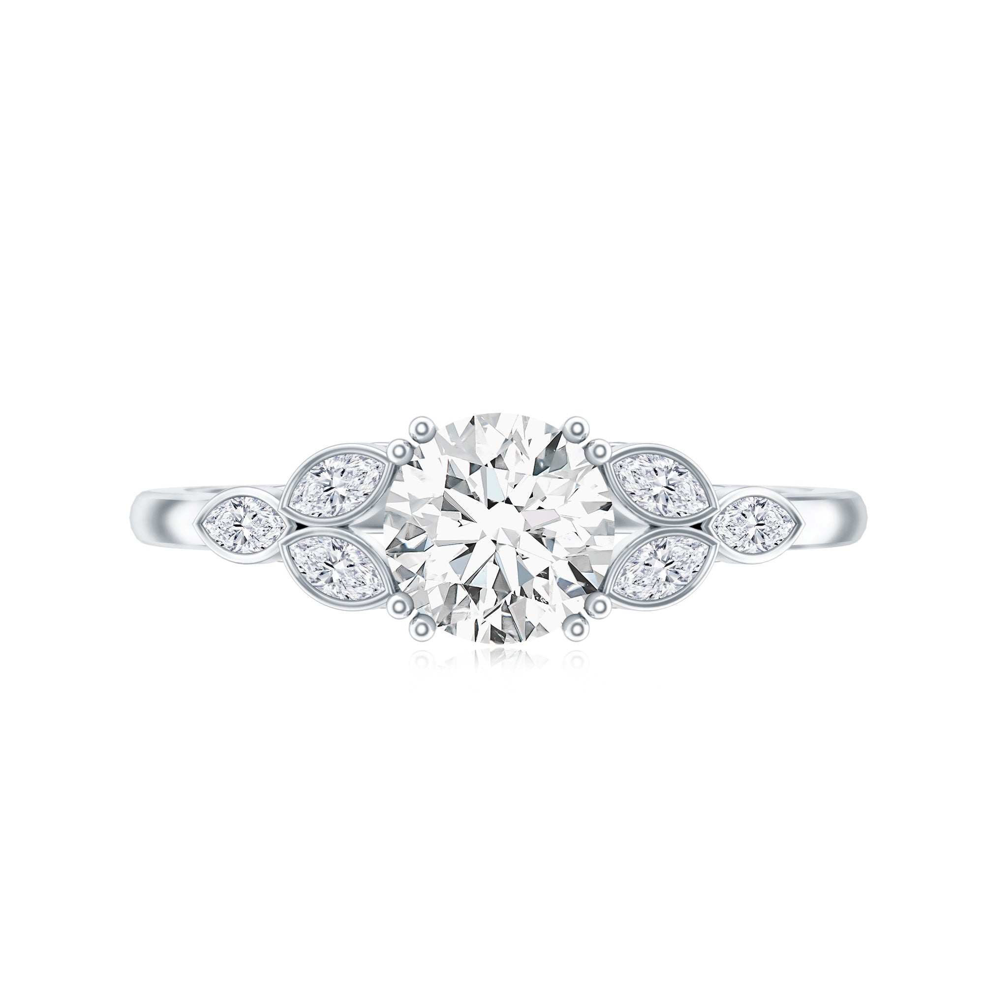 Certified Moissanite Solitaire Engagement Ring with Trio D-VS1 - Rosec Jewels