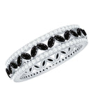 Certified Lab Grown Black Diamond Wedding Band Ring with Moissanite AAAA ( Synthetic ) - Rosec Jewels