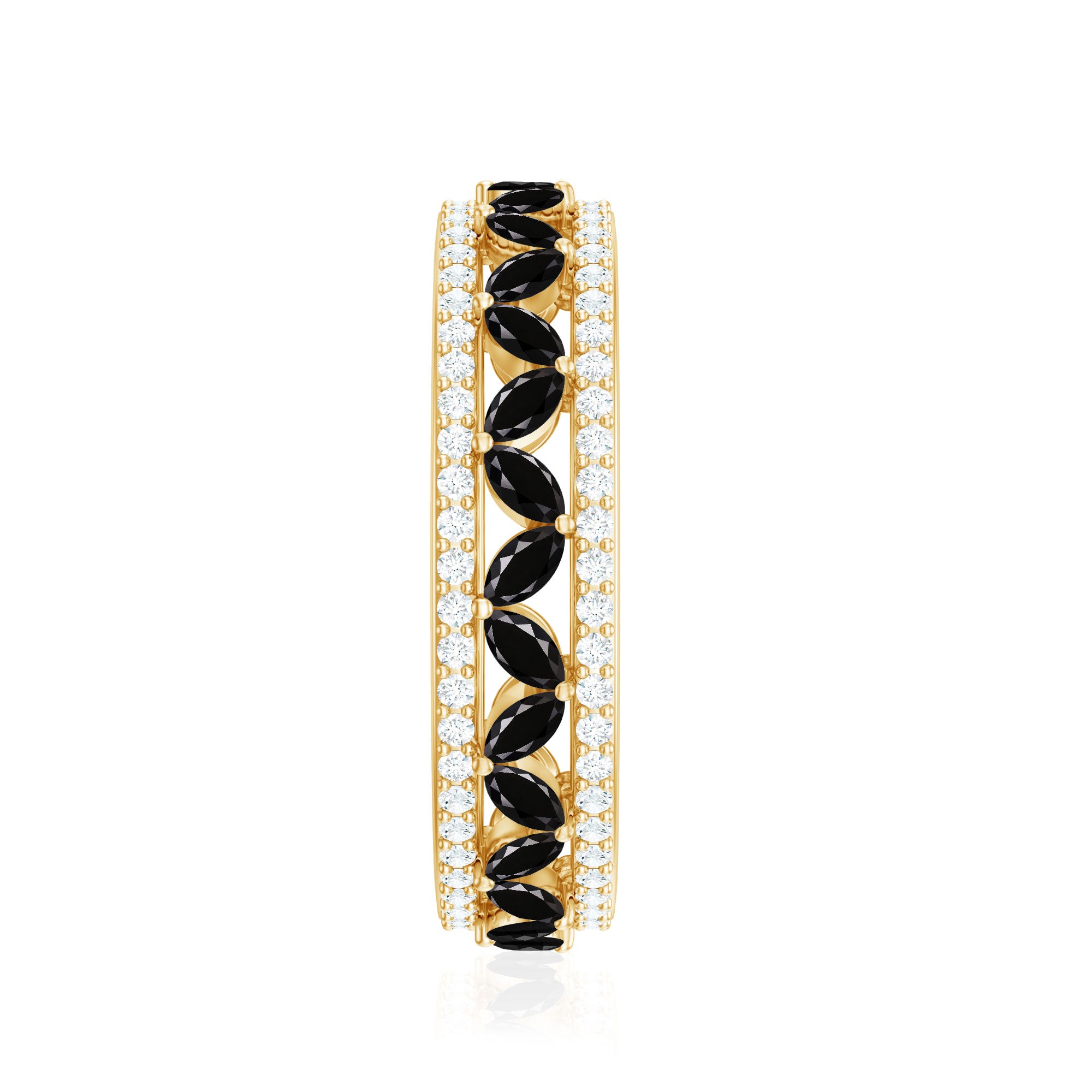 Certified Lab Grown Black Diamond Wedding Band Ring with Moissanite AAAA ( Synthetic ) - Rosec Jewels