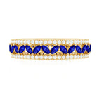 1.25 CT Elegant Created Blue Sapphire and Diamond Wedding Band Ring AAAA - Rosec Jewels