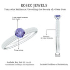 Natural Tanzanite Engagement Ring with Pave Diamond Side Stones AAA - Rosec Jewels