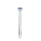 Natural Tanzanite Engagement Ring with Pave Diamond Side Stones AAA - Rosec Jewels
