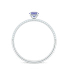 Natural Tanzanite Engagement Ring with Pave Diamond Side Stones AAA - Rosec Jewels