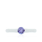Natural Tanzanite Engagement Ring with Pave Diamond Side Stones AAA - Rosec Jewels