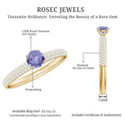 Natural Tanzanite Engagement Ring with Pave Diamond Side Stones AAA - Rosec Jewels