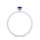 Natural Amethyst Engagement Ring with Diamond for Women AAA - Rosec Jewels
