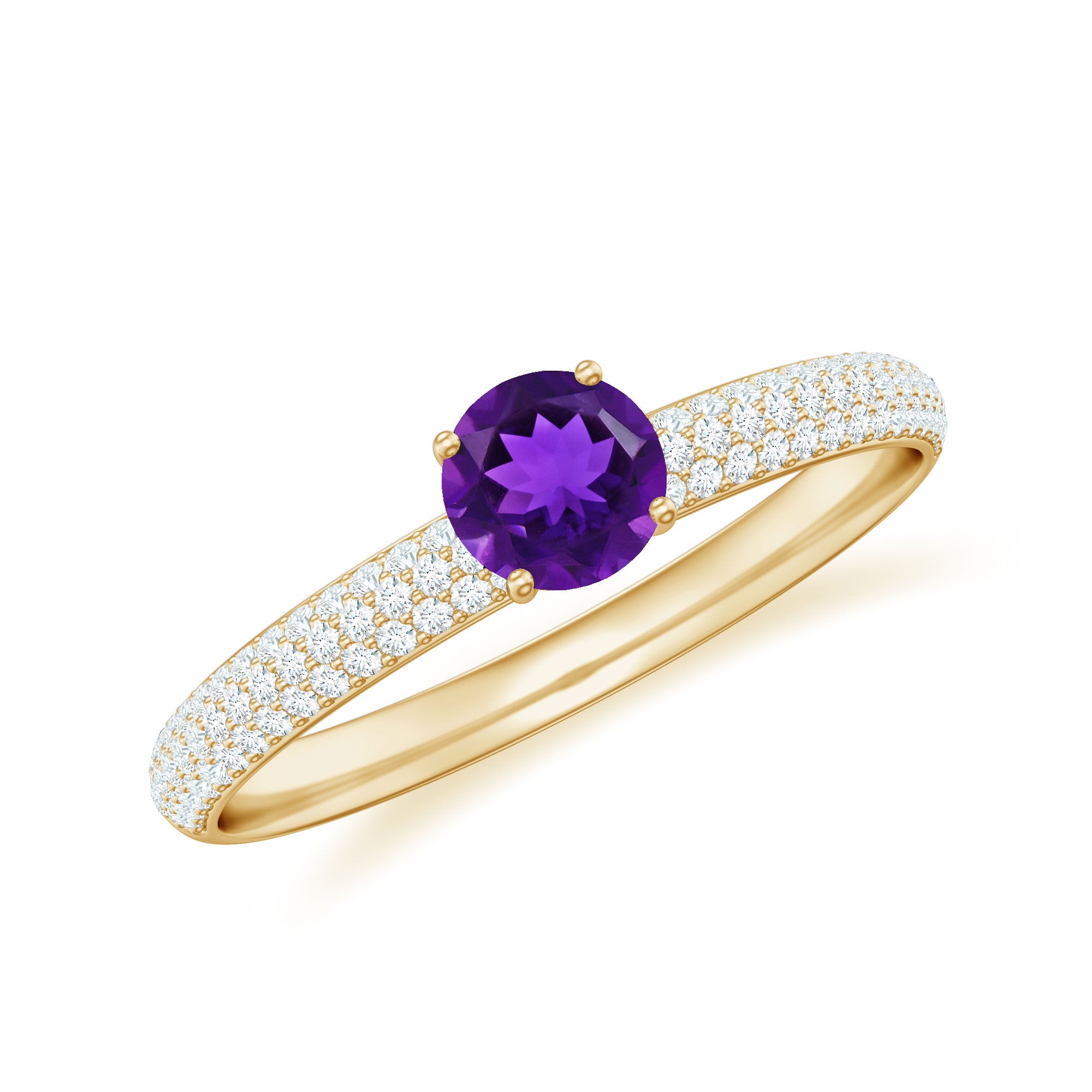 Natural Amethyst Engagement Ring with Diamond for Women AAA - Rosec Jewels
