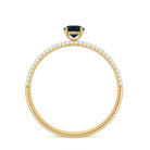 5mm London Blue Topaz Solitaire Promise Ring with Diamond AAA - Rosec Jewels
