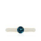 5mm London Blue Topaz Solitaire Promise Ring with Diamond AAA - Rosec Jewels