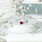 Rosec Jewels-Lab Created Ruby Solitaire Ring with Moissanite Side Stones