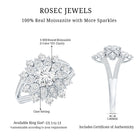 Certified Moissanite Statement Flower Engagement Ring D-VS1 - Rosec Jewels