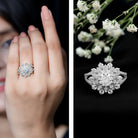 Certified Moissanite Statement Flower Engagement Ring D-VS1 - Rosec Jewels