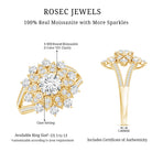 Certified Moissanite Statement Flower Engagement Ring D-VS1 - Rosec Jewels