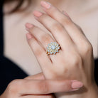 Certified Moissanite Statement Flower Engagement Ring D-VS1 - Rosec Jewels