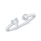 Certified Real Diamond Heart Promise Ring in Cuff Style Natural - ( HI-SI ) - Rosec Jewels